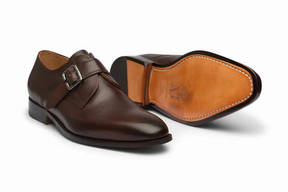 Plain Single Monkstrap Shoes - Dark Brown - KING'S