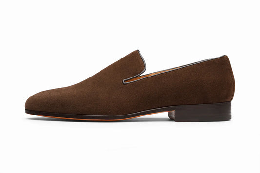 Venetian loafer brown suede, brown formal shoes for men in Dubai.