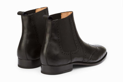 Wingtip Chelsea Brogue Boot - Black - KING'S