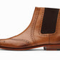 Wingtip chelsea brogue boot tan, formal shoes for men in Dubai.
