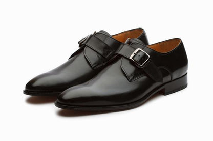 Plain Single Monkstrap Shoes - Black - KING'S