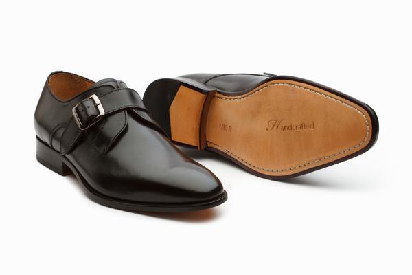 Black single monk strap sales shoes