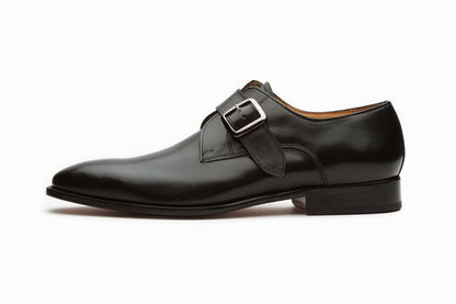 Plain Single Monkstrap Shoes - Black - KING'S